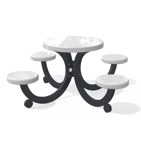 Betoninis pikniko stalas su keturiomis sėdimomis vietomis, šlifuotu terrazzo paviršiumi 'Premium / 188x188xH/75cm / BS-427'