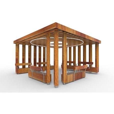 Lauko druskų kambarys (Haloterapija) su pergole ir suolais iš iroko medienos 'Premium Collection / STF/27-41-10/MDL'