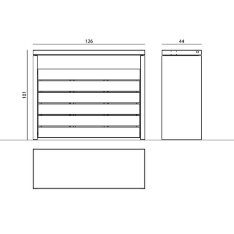 Concrete sorting waste bin with Iroko wood finish 'Deva 3x70L / 003704'