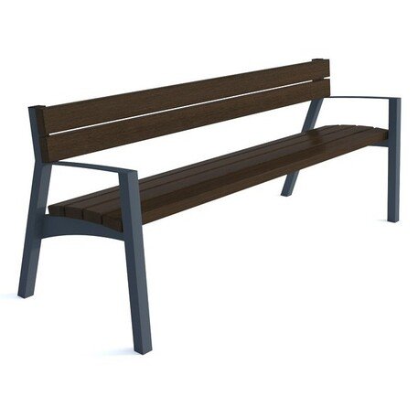 Металлическая скамейка со спинкой и деревянным сиденьем 'MBG/27-Asteria I / 180cm'