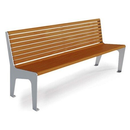 Металлическая скамейка со спинкой и деревянным сиденьем 'MBG/25a-Nemezja II / 182cm'