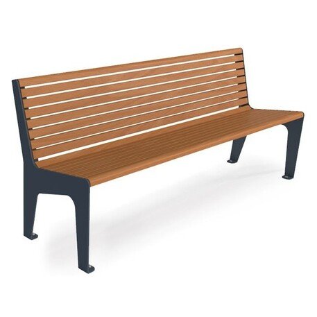 Металлическая скамейка со спинкой и деревянным сиденьем 'MBG/25a-Nemezja II / 182cm'
