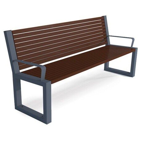 Металлическая скамейка со спинкой и деревянным сиденьем 'MBG/46-Semi IX / 190cm'