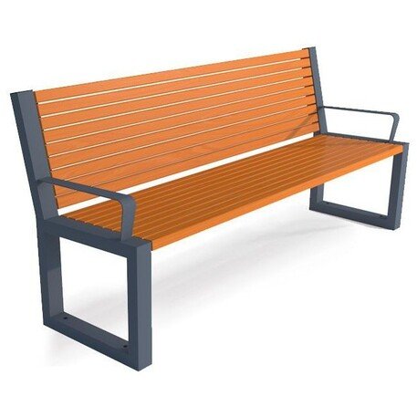 Металлическая скамейка со спинкой и деревянным сиденьем 'MBG/46-Semi IX / 190cm'