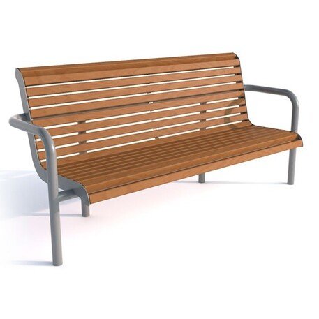 Металлическая скамейка со спинкой и деревянным сиденьем 'MBG/56-Szafir V / 200cm'