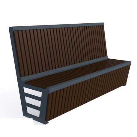 Металлическая скамейка со спинкой и деревянным сиденьем 'MBG/66-Adria / 180cm'