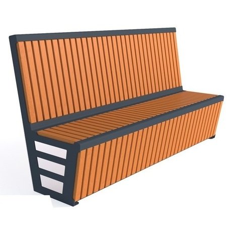 Металлическая скамейка со спинкой и деревянным сиденьем 'MBG/66-Adria / 180cm'