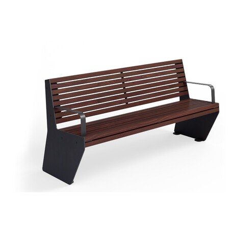 Металлическая скамейка со спинкой и деревянным сиденьем 'MBG/76-Odyn II / 182cm'