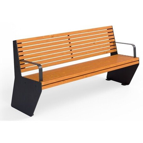 Металлическая скамейка со спинкой и деревянным сиденьем 'MBG/76-Odyn II / 182cm'