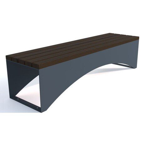 Металлическая скамейка без спинки с деревянным сиденьем 'MBG/96-Galia / 180cm'