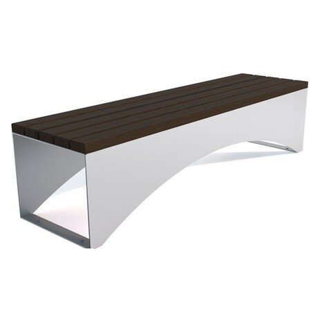 Металлическая скамейка без спинки с деревянным сиденьем 'MBG/96-Galia / 180cm'