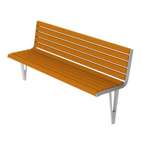 Metal bench with backrest made of Iroko wood 'Urbano 1212/MDL'
