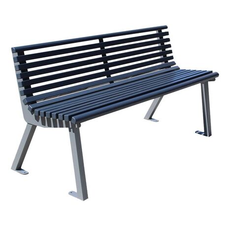 Metal bench with backrest made of Iroko wood 'Urbano 1306/MDL'