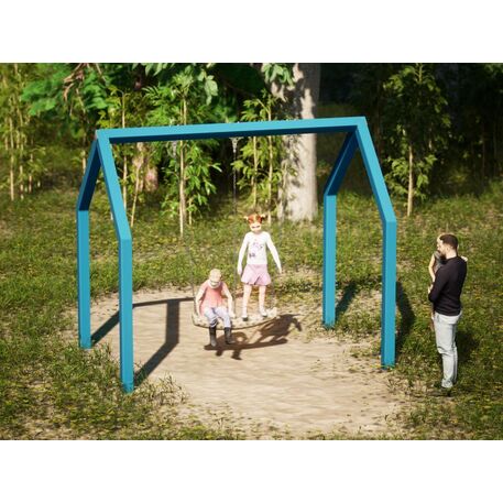 Moduliniai vaikų žaidimų aikštelių kompleksai 3–12 metų vaikams – kolekcija 'Frame / Ninja' MBG-Rope swing house 02603