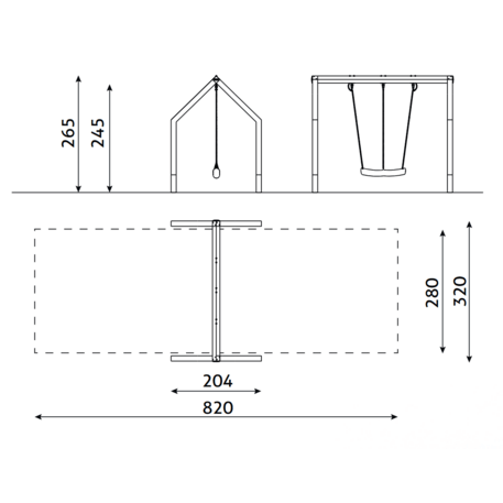 Moduliniai vaikų žaidimų aikštelių kompleksai 3–12 metų vaikams – kolekcija 'Frame / Ninja' MBG-Rope swing house 02603