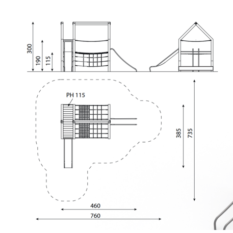 Complessi modulari per parchi giochi per bambini dai 3 ai 12 anni – collezione “Frame / Ninja” MBG-Block house 02369