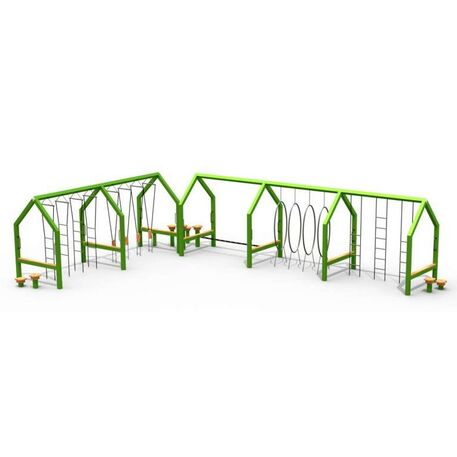 Complessi modulari per parchi giochi per bambini dai 3 ai 12 anni – collezione “Frame / Ninja” MBG-Ninja Frame Dortmund II house 02729