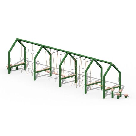 Moduliniai vaikų žaidimų aikštelių kompleksai 3–12 metų vaikams – kolekcija 'Frame / Ninja' MBG-Ninja Frame Lichtenhaeger II 02620