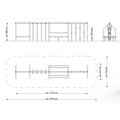 Moduliniai vaikų žaidimų aikštelių kompleksai 3–12 metų vaikams – kolekcija 'Frame / Ninja' MBG-Ninja Frame Lichtenhaeger II 02620