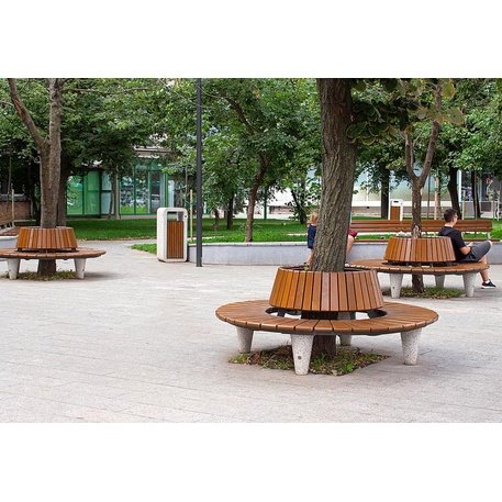 HPC Terrazzo Betonbank mit Rückenlehne und Holzsitzfläche BS-197 | Urban Premium Collection