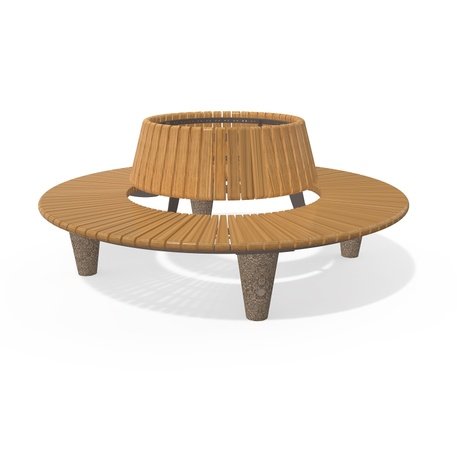 HPC Terrazzo Betonbank mit Rückenlehne und Holzsitzfläche BS-197 | Urban Premium Collection