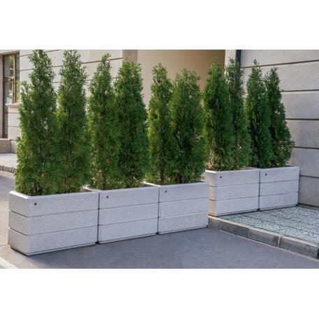 Kvadratinis betoninis vazonas – gėlinė, padengta smulkia granito skaldele 'Premium / 90x50xH/65cm_BS-78'