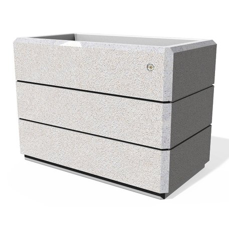 Kvadratinis betoninis vazonas – gėlinė, padengta smulkia granito skaldele 'Premium / 90x50xH/65cm_BS-78'