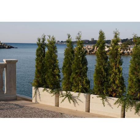 Kvadratinis betoninis vazonas – gėlinė, padengta smulkia granito skaldele 'Premium / 90x50xH/65cm_BS-78'