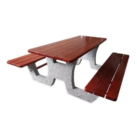 Betoninis pikniko stalas su suolais ir medinėmis sėdimomis dalimis 'BDS/SG041/MDL'