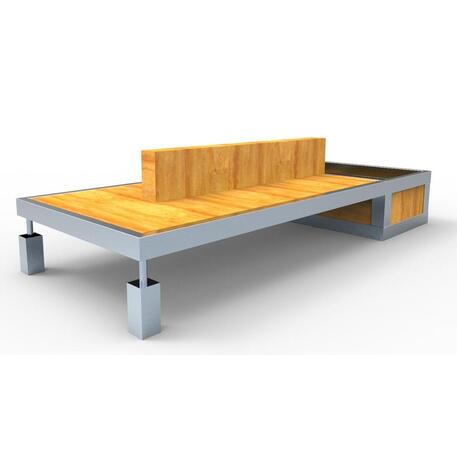 Dvipusis metalinis suoliukas su atlošu ir vazonu, pagamintas iš Iroko medienos 'Premium Collection / STF/10-45-01/MDL'