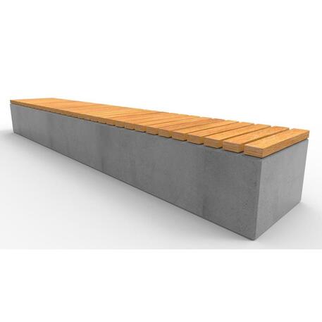 Concrete bench without backrest and with Iroko wood seating 'Premium Collection / STF/13-02-39_01/MDL'