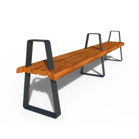 Metal bench without backrest made of Iroko wood 'Premium Collection / STF/24-02-16/MDL'