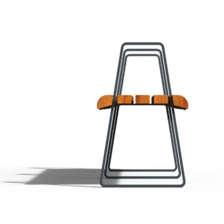 Metal bench without backrest made of Iroko wood 'Premium Collection / STF/24-02-16/MDL'
