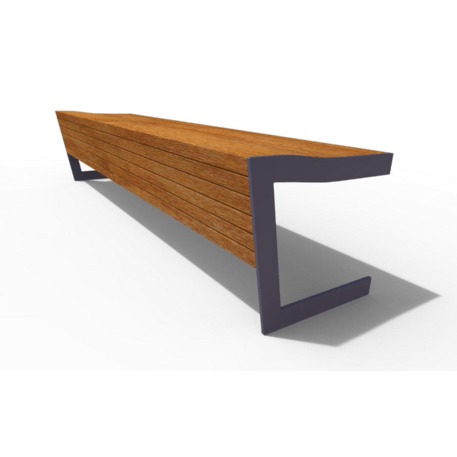 Metalinis suolas (suoliukas) be atlošo, pagamintas iš Iroko medienos 'Premium Collection / STF/18-02-74/MDL'