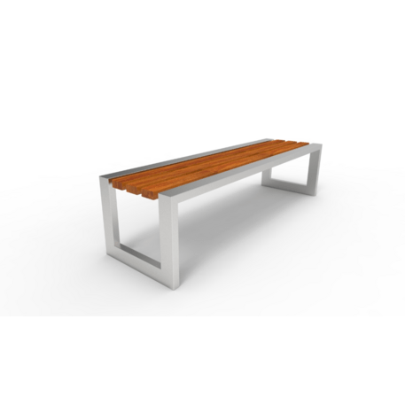 Metalinis suolas (suoliukas) be atlošo, pagamintas iš Iroko medienos 'Premium Collection / STF/18-02-57/MDL'