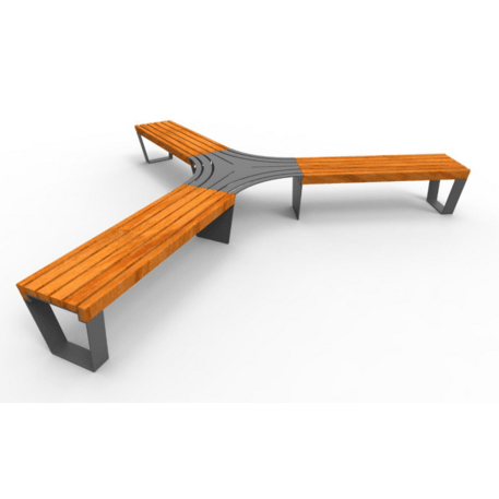 Metalinis suolas (suoliukas) be atlošo, pagamintas iš Iroko medienos 'Premium Collection / STF/13-02-83/MDL'