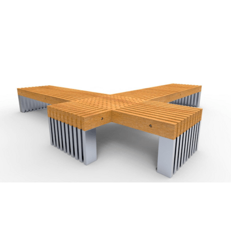 Metalinis suolas (suoliukas) be atlošo, pagamintas iš Iroko medienos 'Premium Collection / STF/13-02-62_01/MDL'