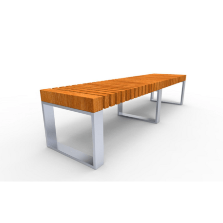 Metalinis suolas (suoliukas) be atlošo, pagamintas iš Iroko medienos 'Premium Collection / STF/13-02-48_02/MDL'