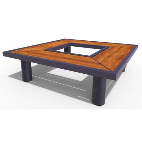 Metalinis suolas (suoliukas) be atlošo, pagamintas iš Iroko medienos 'Premium Collection / STF/13-02-17/MDL'