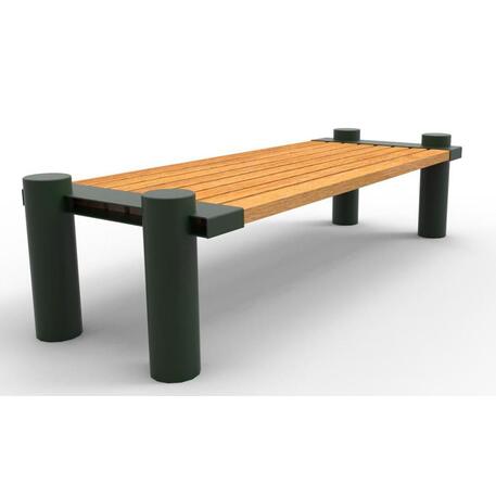 Metalinis suolas (suoliukas) be atlošo, pagamintas iš Iroko medienos 'Premium Collection / STF/10-15-06/MDL'