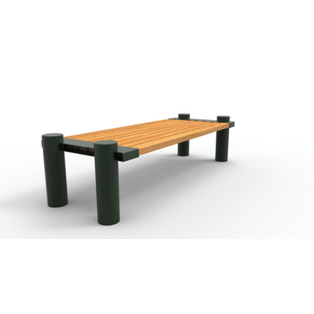 Metalinis suolas (suoliukas) be atlošo, pagamintas iš Iroko medienos 'Premium Collection / STF/10-15-06/MDL'