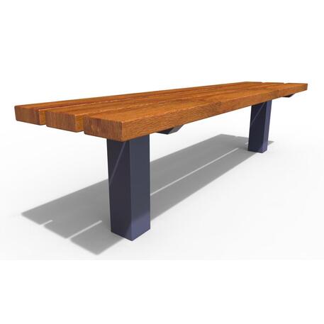 Metalinis suolas (suoliukas) be atlošo, pagamintas iš Iroko medienos 'Premium Collection / STF/06-02-02/MDL'