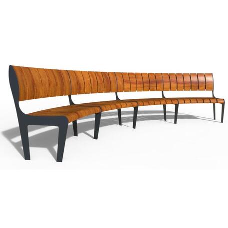 Lenktas arba tiesus metalinis suolas (suoliukas) su atlošu iš Iroko medienos 'Premium Collection / STF/19-04-78_02/MDL'