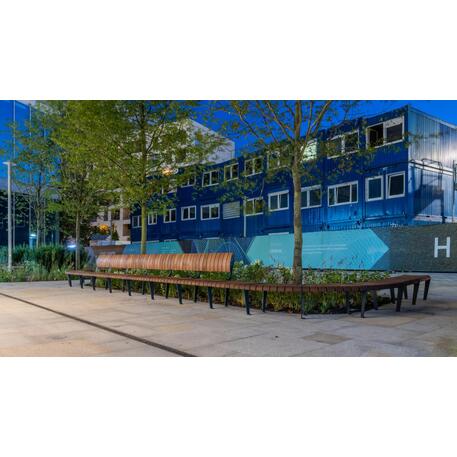 Lenktas arba tiesus metalinis suolas (suoliukas) su atlošu iš Iroko medienos 'Premium Collection / STF/19-04-78_02/MDL'