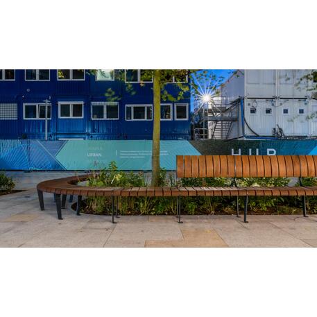 Lenktas arba tiesus metalinis suolas (suoliukas) su atlošu iš Iroko medienos 'Premium Collection / STF/19-04-78_02/MDL'