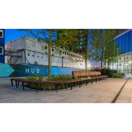 Lenktas arba tiesus metalinis suolas (suoliukas) su atlošu iš Iroko medienos 'Premium Collection / STF/19-04-78_02/MDL'