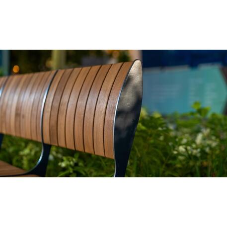 Lenktas arba tiesus metalinis suolas (suoliukas) su atlošu iš Iroko medienos 'Premium Collection / STF/19-04-78_02/MDL'