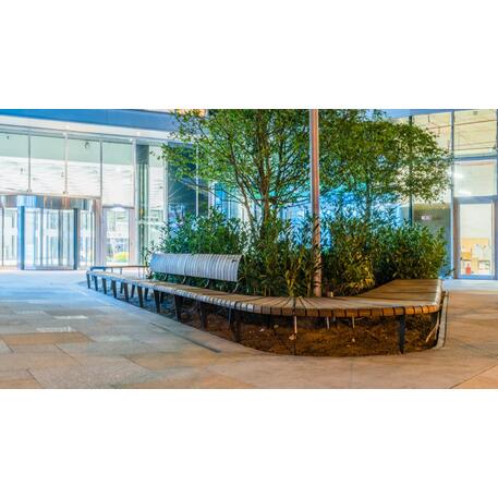 Lenktas arba tiesus metalinis suolas (suoliukas) su atlošu iš Iroko medienos 'Premium Collection / STF/19-04-78_02/MDL'