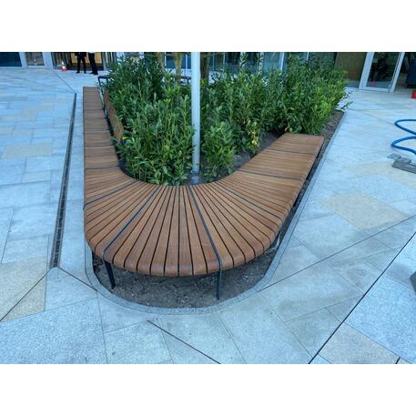 Lenktas arba tiesus metalinis suolas (suoliukas) su atlošu iš Iroko medienos 'Premium Collection / STF/19-04-78_02/MDL'