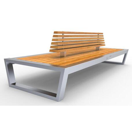 Panchina metallica bifacciale con schienale, realizzata in legno di Iroko 'Premium Collection / STF/13-04-42/MDL'
